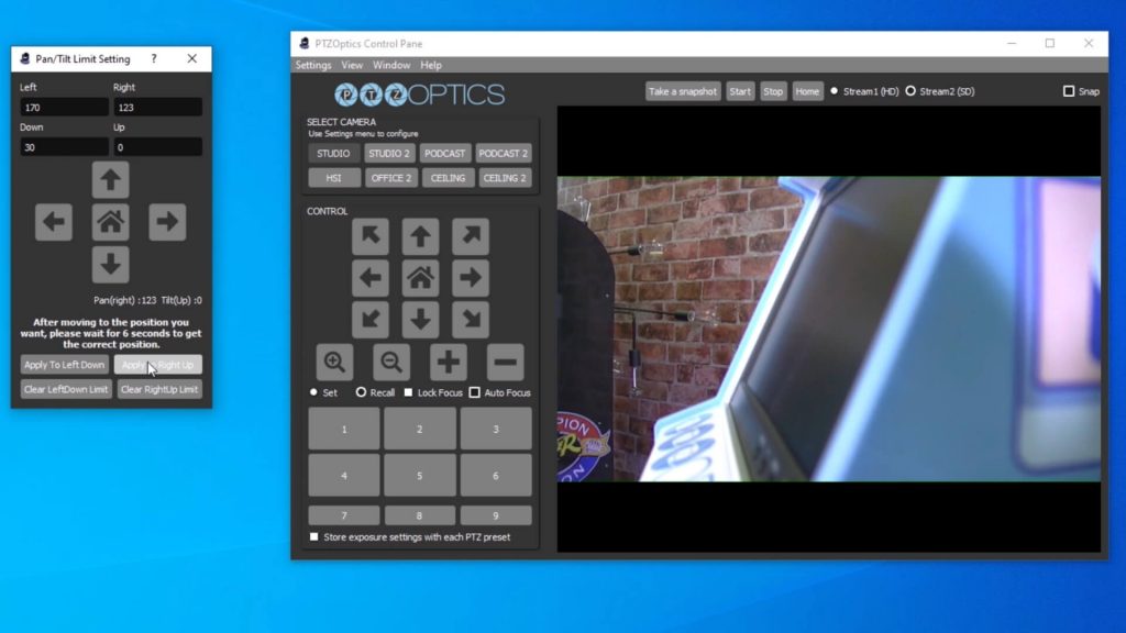 pan tilt limits for PTZ cameras