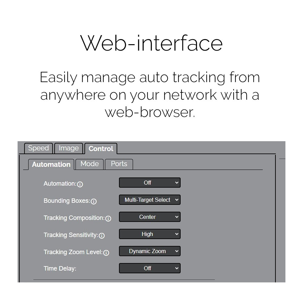 Web interface showing auto-tracking controls