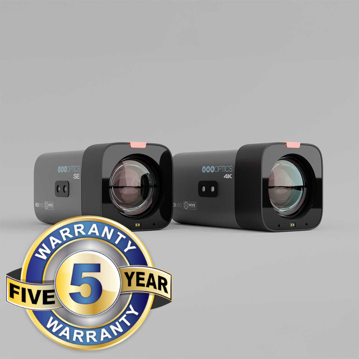Studio series cameras with 5 year warranty badge