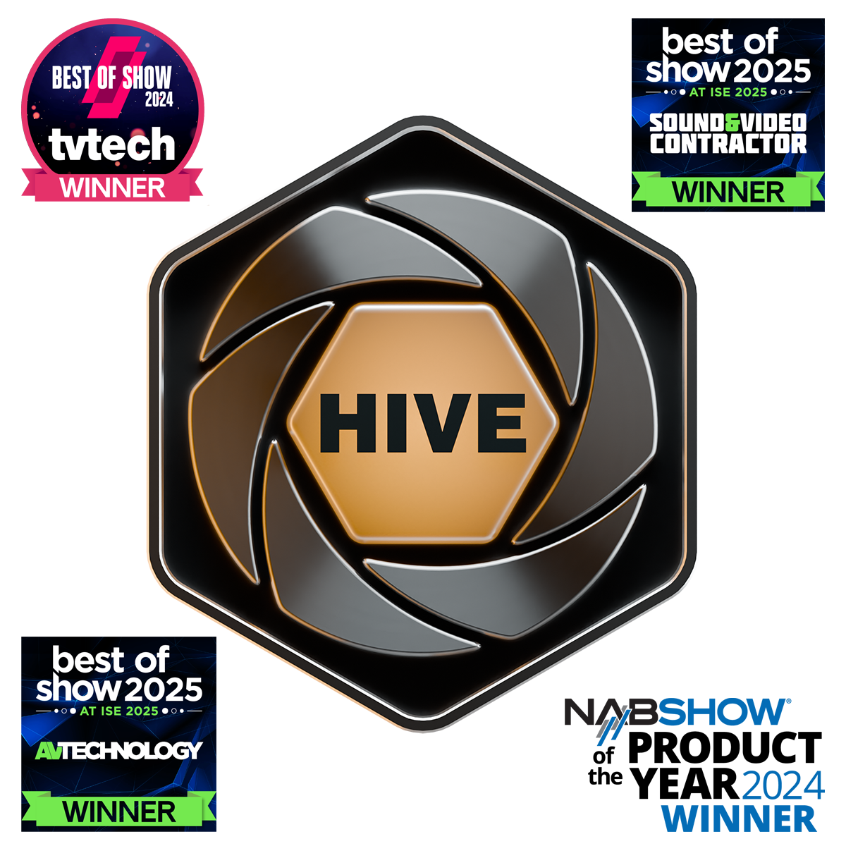 Hive hero image with awards badges