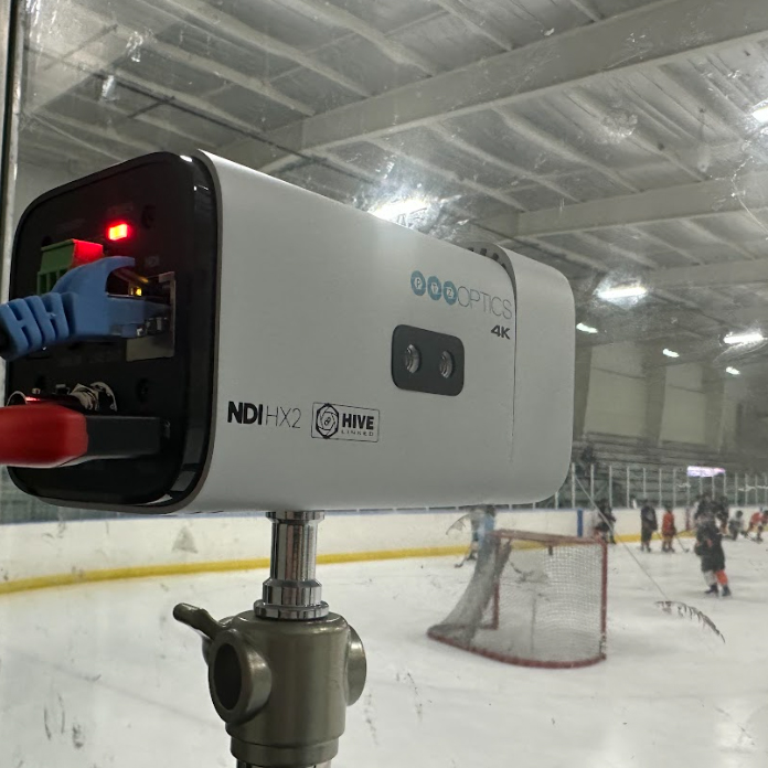 Studio 4K camera overlooking hockey rink
